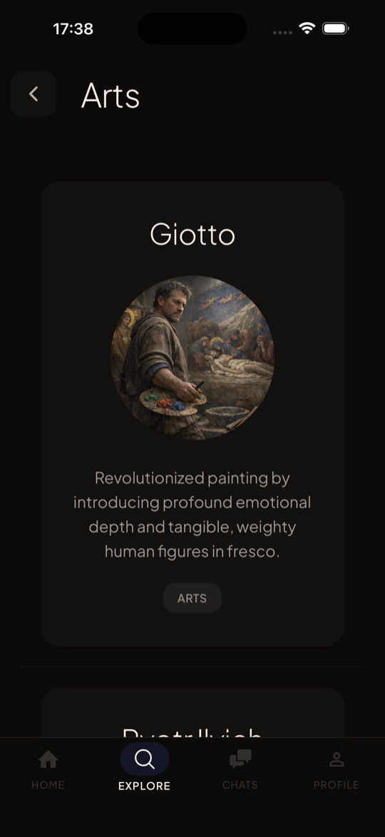 Browsing a category of historical figures in Histou